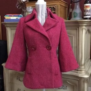 Vintage fuchsia flared sleeve wool coat